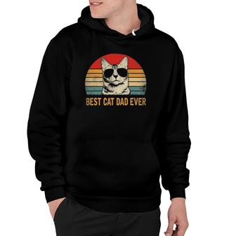 Mens Retro Best Cat Dad Ever Funny Cat Lover Dad Fathers Day Hoodie - Seseable