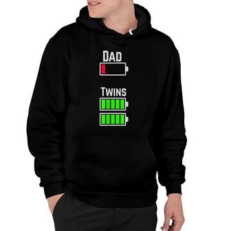 Mens Tired Twin Dad Low Battery Charge Meme Image Funny Hoodie - Thegiftio