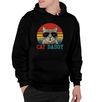 Mens Vintage Cat Daddy Best Cat Dad Ever Meowica Dad Fathers Day Hoodie - Seseable