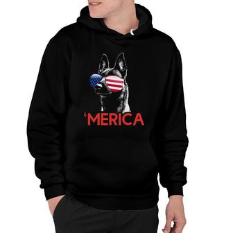 Merica Belgian Malinois American Flag 4Th Of July Hoodie - Seseable