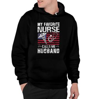 My Favorite Nurse Calls Me Husband American Flag Hoodie - Seseable