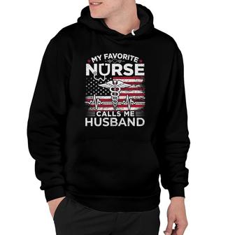 My Favorite Nurse Calls Me Husband Usa Flag Husband Gift Hoodie - Seseable