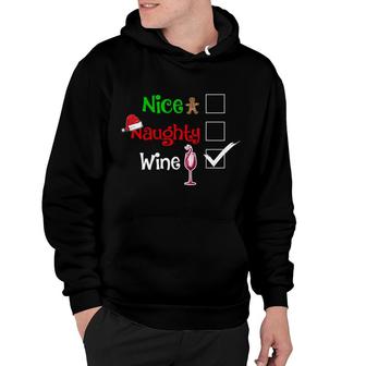 Nice Naughty Wine Santa Drinking Matching Christmas Hoodie - Monsterry
