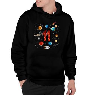 Outer Space 11 Years Old 11Th Birthday Boys Planets Astronaut Hoodie - Seseable