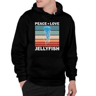Peace Love Jellyfish Quote Retro Art Jellyfishes Vintage Hoodie - Seseable