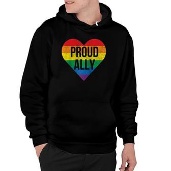 Proud Ally Gay Pride Month Lgbtq Flag Cute Heart Vintage Raglan Baseball Tee Hoodie - Seseable