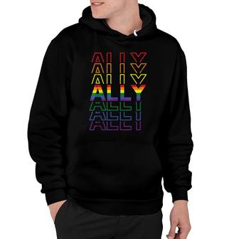 Proud Ally Rainbow Colors Gay Pride Straight Ally Lgbtq Hoodie - Thegiftio UK