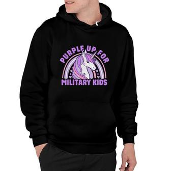 Purple Up For Military Kids Military Child Month Unicorn Hoodie - Seseable
