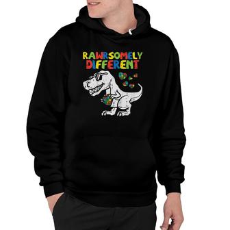 Rawrsomely Different Trex Dino Boys Autism Awareness Toddler Hoodie - Seseable
