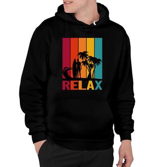 Relax Beach Surfing Palm Trees Sunset Great Hoodie - Seseable