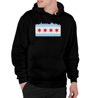 Retro Skyline Of Chicago Flag Hoodie - Thegiftio