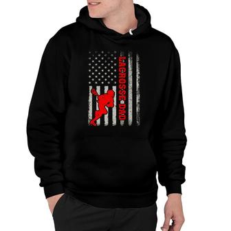 Retro Vintage American Flag Lacrosse Dad Fathers Day Hoodie - Seseable