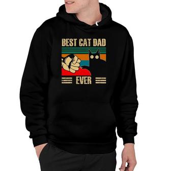 Retro Vintage Best Cat Dad Ever Funny Black Cat Fist Pump Hoodie - Seseable