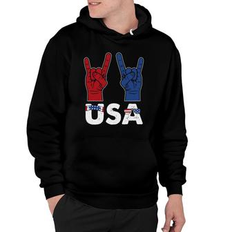 Rock And Roll 4Th Of July Cool Usa Patriotic American Flag Hoodie - Seseable