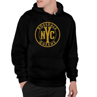 Rosedale Queens Nyc Vintage Sign Distressed Amber Print Hoodie | Mazezy