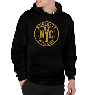 Rosedale Queens Nyc Vintage Sign Distressed Amber Print Hoodie - Thegiftio UK