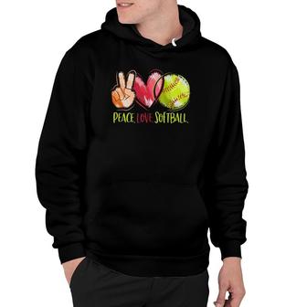 Softball Player Girls Peace Love Softball Hoodie | Mazezy