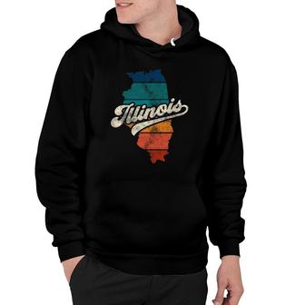 Sunset Vintage Retro Illinois Home State Il 70S 80S Style Hoodie - Seseable