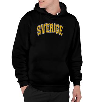 Sverige Varsity Style Yellow Text Hoodie | Mazezy