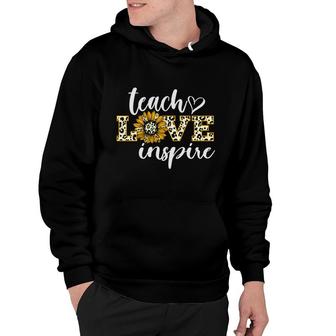 Teach Love Inspire Sunflower Teacher Yellow Hoodie - Seseable
