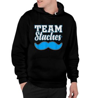 Team Staches Gender Reveal Pregnancy Announcement Baby Boy Hoodie - Seseable