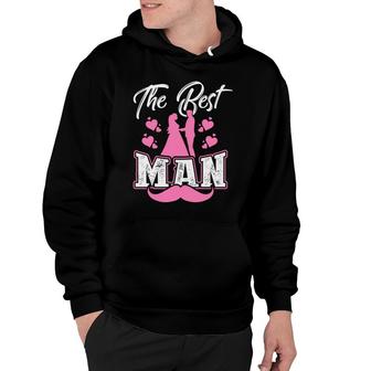 The Best Man Groom Bachelor Party Pink White Hoodie - Seseable