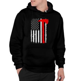 Usa Flag Axe Vintage Firefighter Thin Red Line Fireman Gift Hoodie | Mazezy