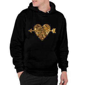 Valentines Day Gold Valentine Heart With Arrow Hoodie - Monsterry DE