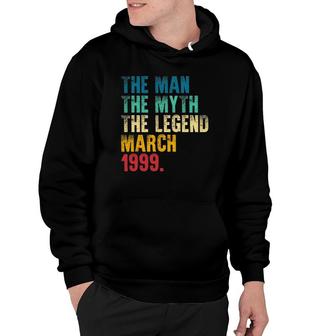 Vintage 1999 Man Myth Legend 22Nd Birthday Gift Retro 22 Years Old Hoodie - Seseable