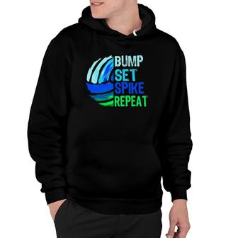 Volleyball Bump Set Spike Repeat Blue Green For Teenagers Hoodie | Mazezy