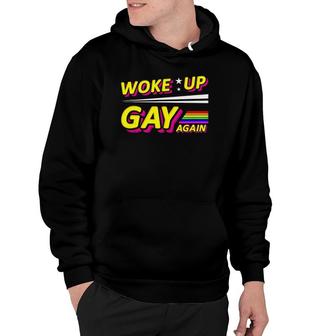 Woke Up Gay Again Pride Month Heart Colorful Lesbian Lgbtqa Hoodie - Seseable