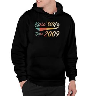 Womens 13 Years Wedding Anniversary For Her Epic Wife Since 2009 V-Neck Hoodie | Mazezy