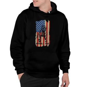 Womens American Flag Pitbull Dad Cool Dog Daddy Patriot 4Th July V-Neck Hoodie - Seseable