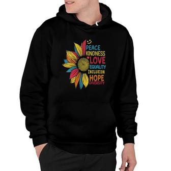 Womens Colorful Sunflower Peace Kindness Love Equality Hope V-Neck Hoodie - Thegiftio UK