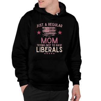 Womens Just A Regular Mom Trying Not To Raise Liberals American Hoodie - Seseable