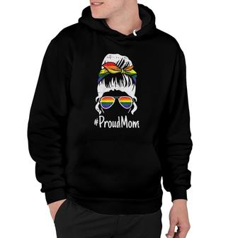 Womens Proud Mom Gay Pride Rainbow Flag Lgbt-Q Ally Mama Mother Hoodie - Seseable