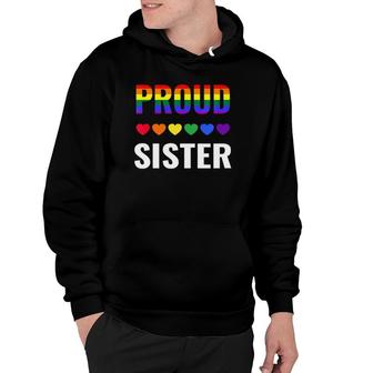 Womens Proud Sister Gay Pride Month Lgbt Ally Family Lesbian Unisex V-Neck Hoodie - Seseable