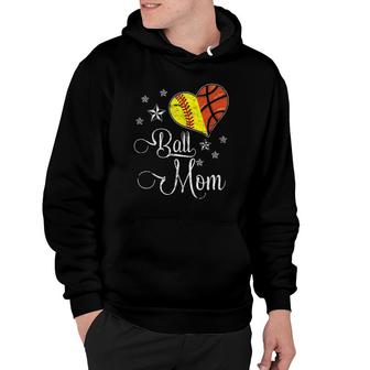 Womens Proud Softball Basketball Mom Ball Mothers Day Hoodie - Seseable