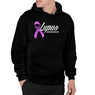 Womens Purple Ribbon Lupus Warrior Lupus Fighter Lupus Awareness Vneck Hoodie - Seseable
