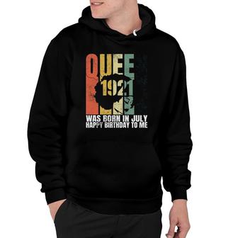 Womens Queen Was Born In July 1921 Bday Afro Woman 100Th Birthday Hoodie - Seseable