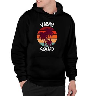 Womens Vacay Squad Summer Vacation Family Friends Trip Palm Trees V-Neck Hoodie | Mazezy