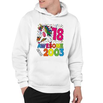 18Th Birthday Dabbing Unicorn Party Gift 18 Years Old Girl Hoodie - Seseable