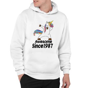 35Th Birthday Unicorn Dabbing Awesome Since 1987 35 Years Old Hoodie - Seseable