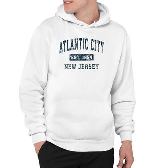 Atlantic City New Jersey Nj Vintage Sports Design Navy Print Hoodie | Mazezy UK