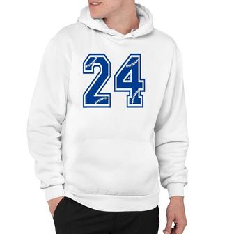Baseball Number 24 Blue Sports Player Uniform Jersey Hoodie - Seseable