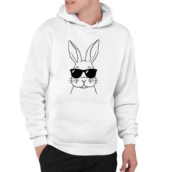 Bunny Face With Sunglasses Men Boys Kids Easter Day Hoodie | Mazezy
