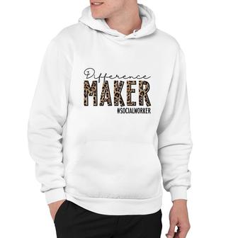 Difference Maker Social Worker Leopard Social Worker Funny Hoodie - Thegiftio UK