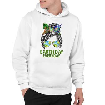 Funny Earth Day Everyday Messy Bun Earth Animal Lovers Hoodie - Seseable