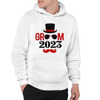 Groom Groom Bachelor Party 2023 Red Black Hoodie - Seseable