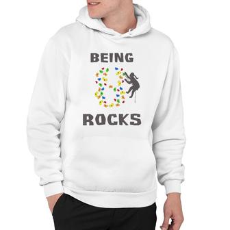 Kids Being 8 Years Old Rocks Girl Rock Climber 8Th Birthday Hoodie | Mazezy